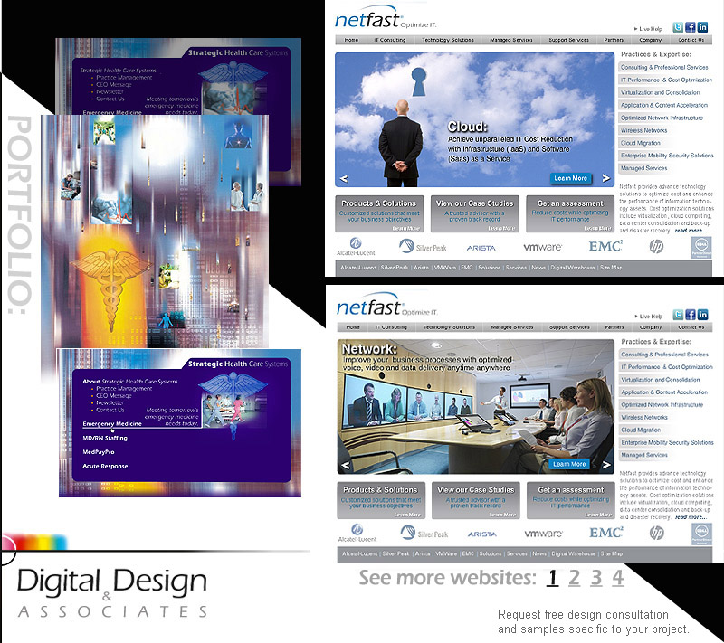 WEBSITE DESIGN - Layouts involved art direction, graphic design, Flash, image selection and text editing/proofing.