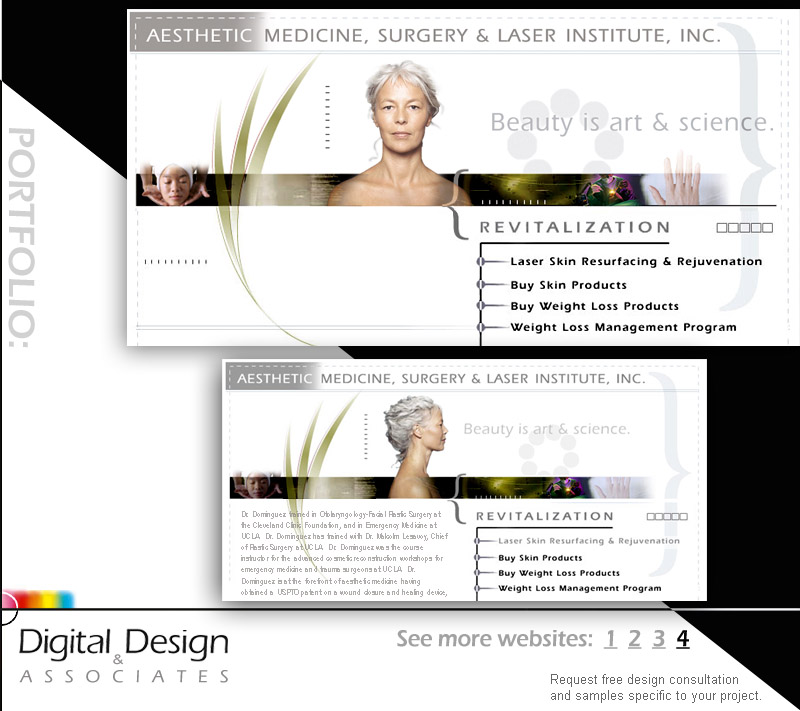 WEBSITE DESIGN - Layouts involved art direction, graphic design, Flash, image selection and text editing/proofing.